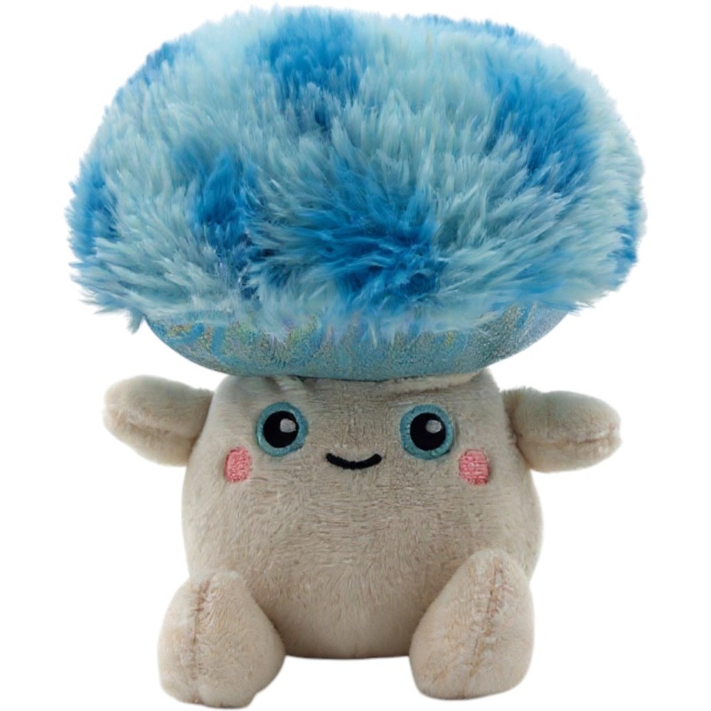 Kellytoy Living on the Veg Plush Kids 8in Blue Mushroom Fuzzy Iridescent Cap